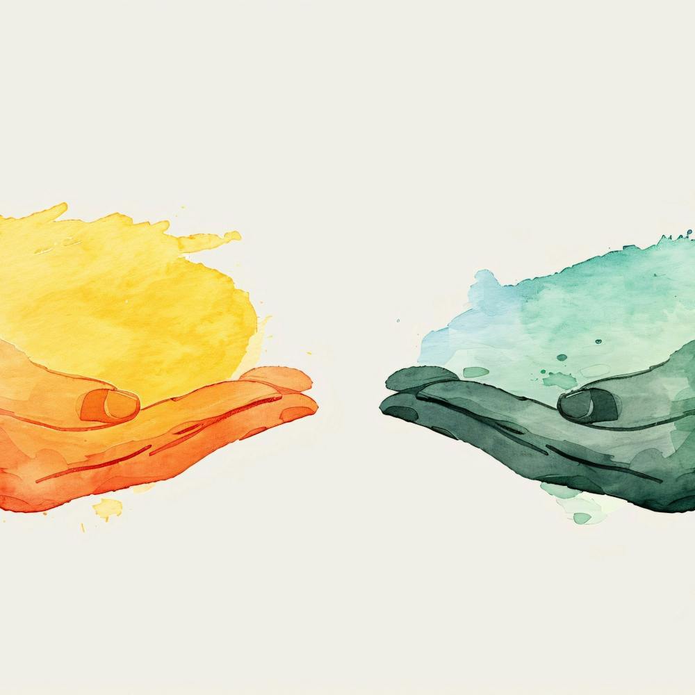 Two Hands Holding A Rainbow