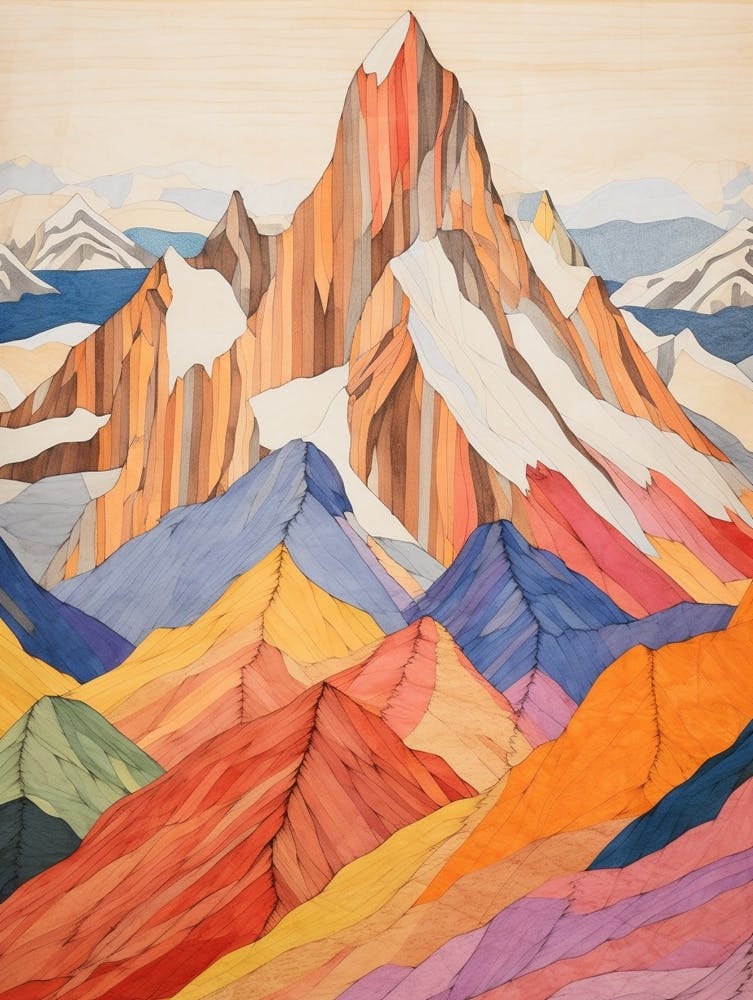 Mount Saint Elias Canada 2 Colourful Mountain Illustration