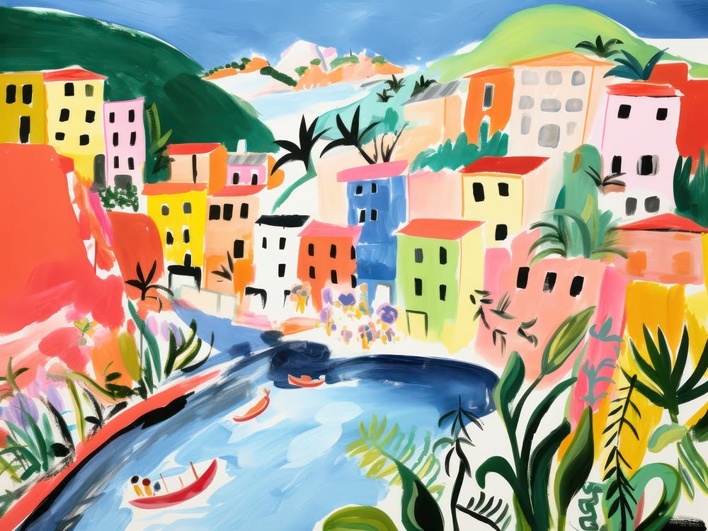 Cinque Terre Italy Jolie illustration à l'aquarelle 2