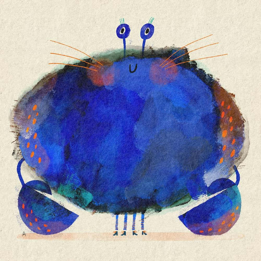 Happy Blue Crab Square Bathroom Animal