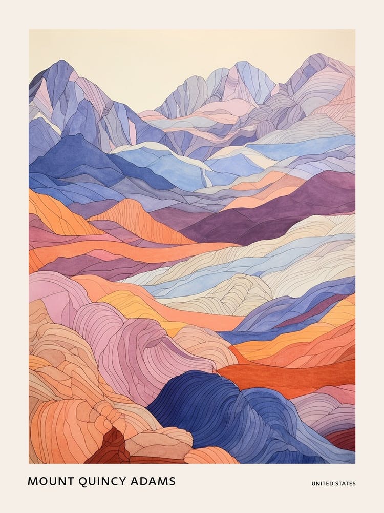 Mount Quincy Adams United States 3 Colourful Mountain Illustration Poster