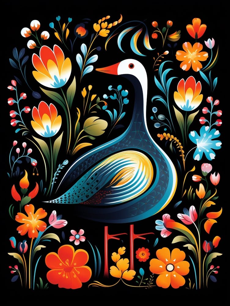 Folk Bird Illustration Goose 1