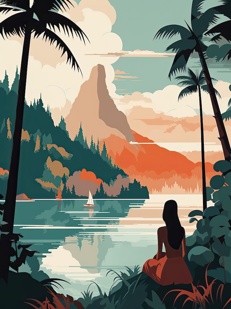 Bora Bora French, Polynesia, Bold Outlines 2