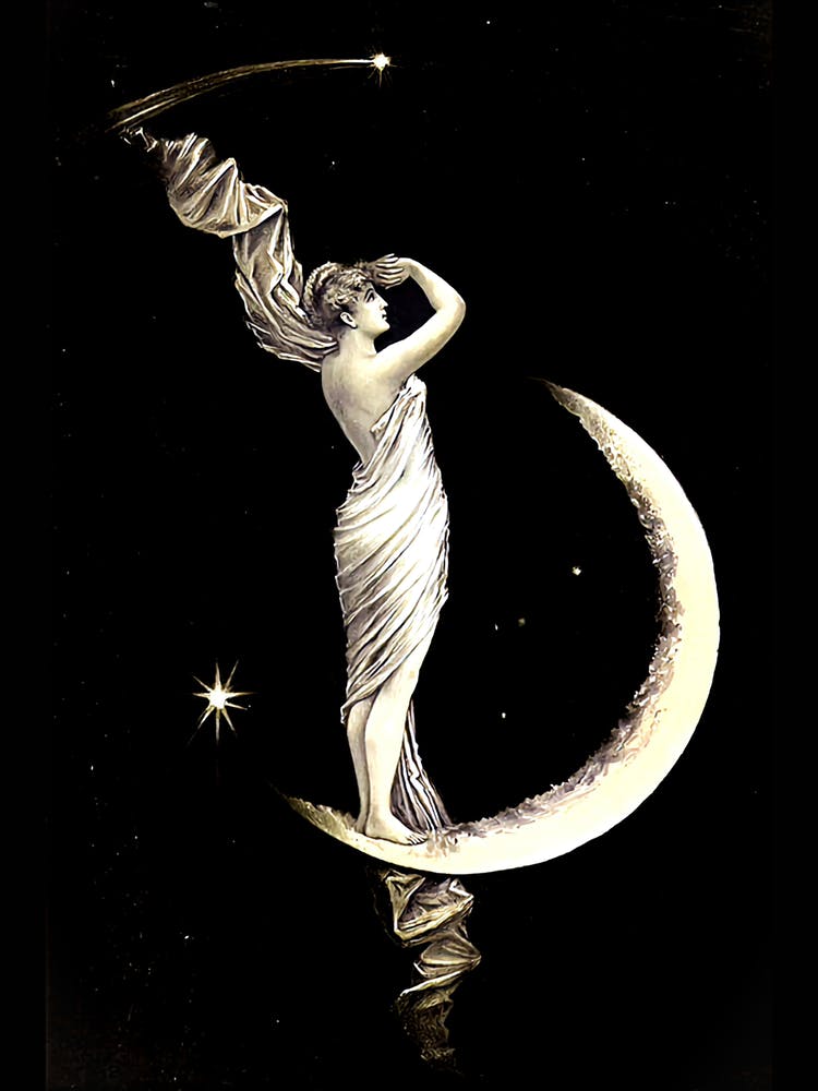 The Universal Favourite - Lithograph Fine Art - (c 1889) by Geo. H Walker & Co - Moon Goddess Witchy Pagan Art Deco Vintage Victorian Fairytale Dreamy Magical