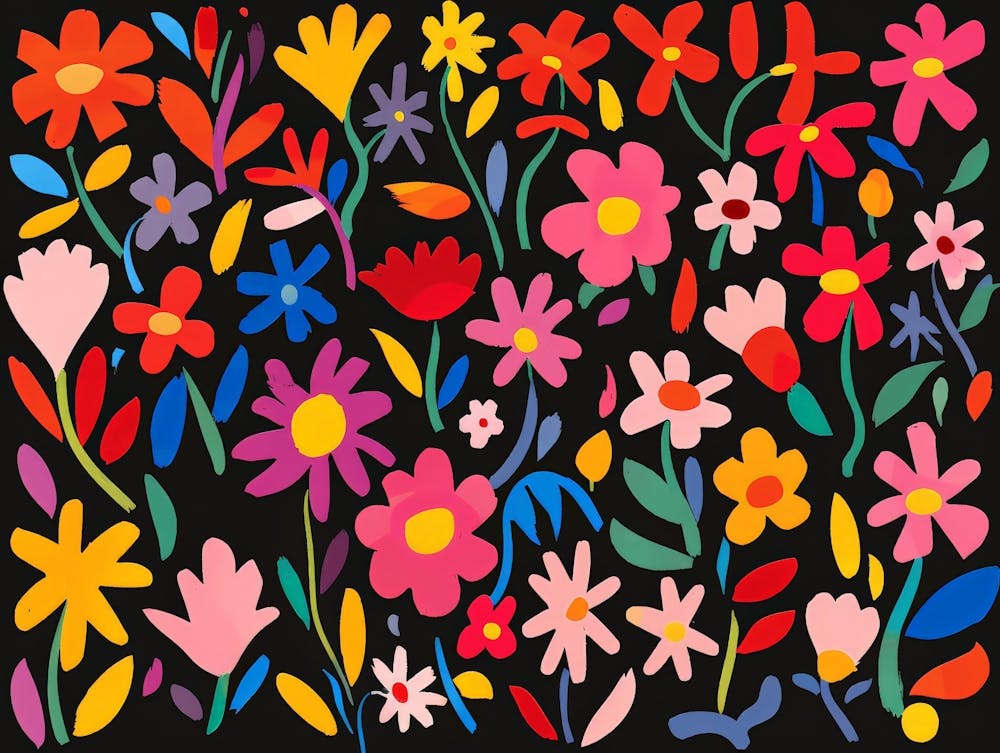 Flowers On Black Background