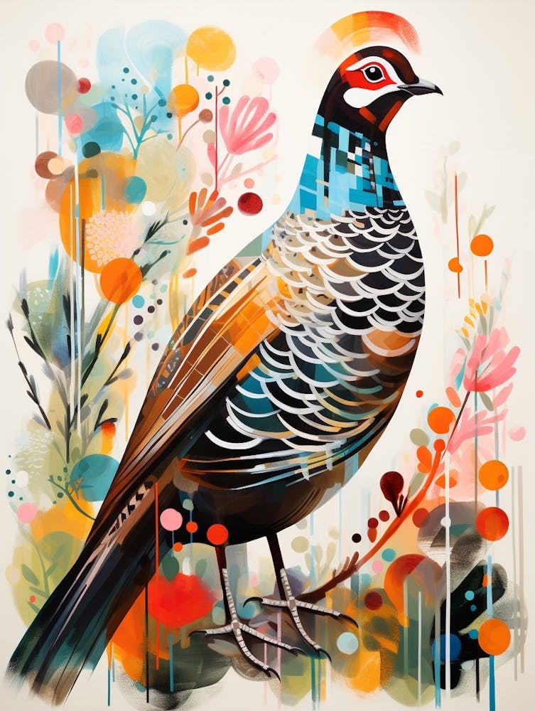 Bird Painting Collage Grouse 2
