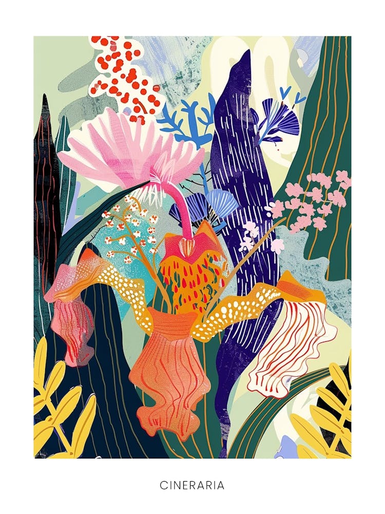 Colourful Flower Illustration Poster Cineraria 3