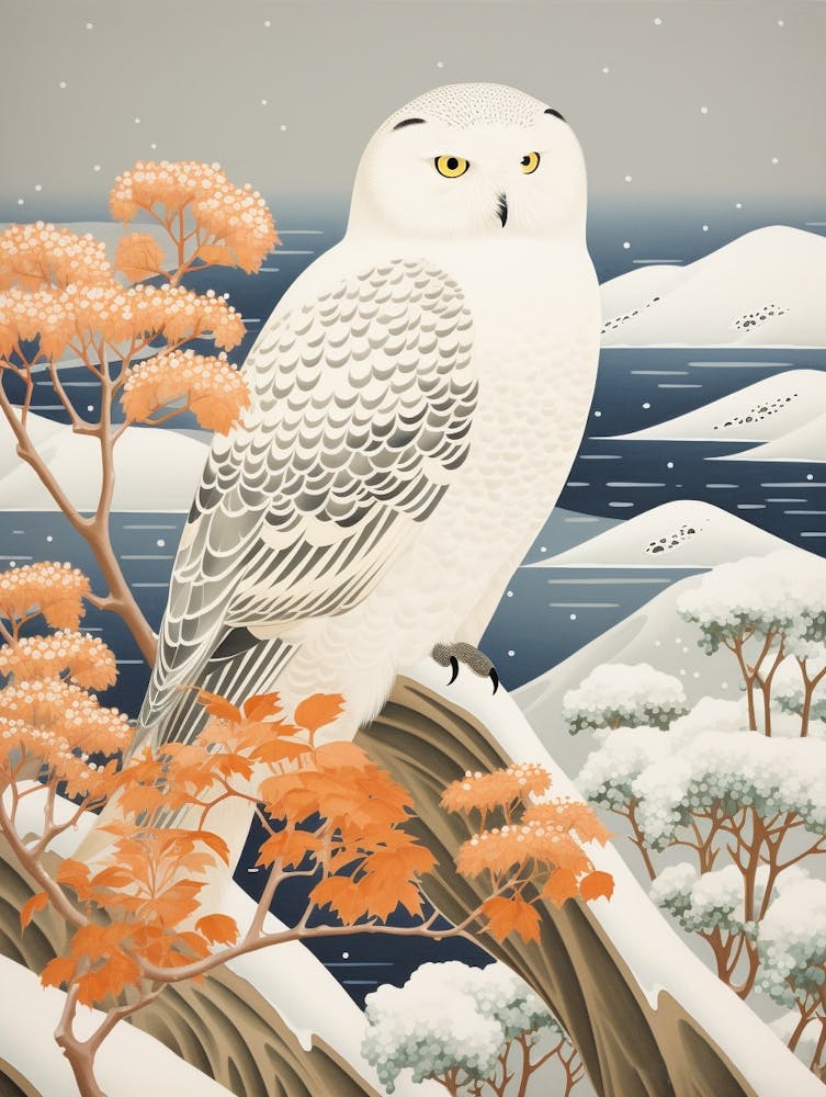 Winter Bird Painting Snowy Owl 1