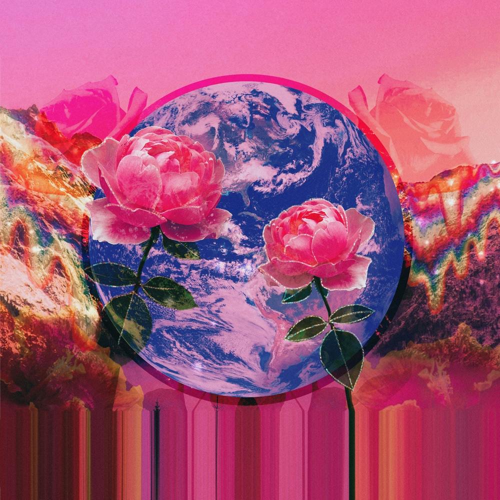 Psychedelic Earth Rose Collage Square