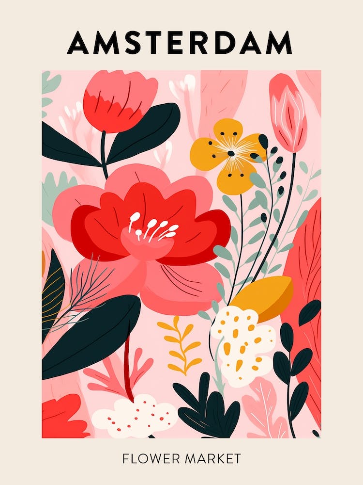 Flower Market Poster Amsterdam Netherlands