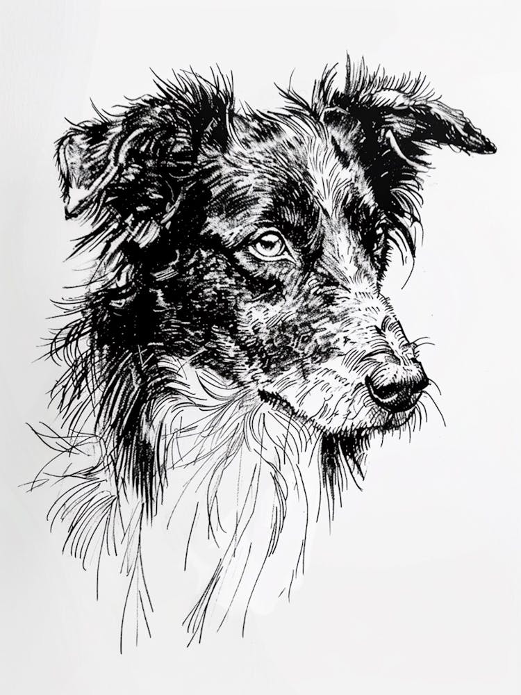 Sheep Dog Line Sketch 2