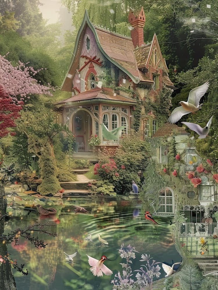 Fairy House Collage Pond Monet Scrapbook 3