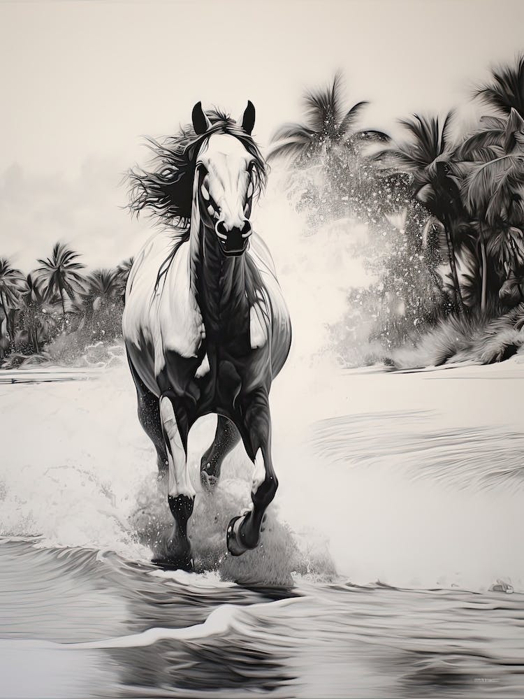A Horse Oil Painting In Diani Beach, Kenya, Portrait 2