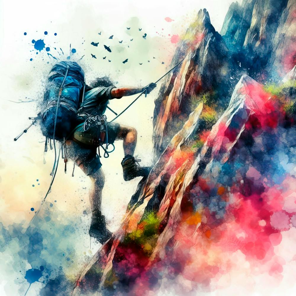 135 Climber In Watercolor