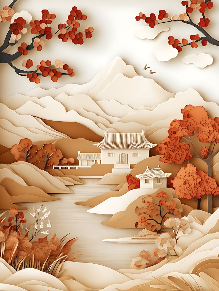 Beautiful Landscape Paper Craft Style 12