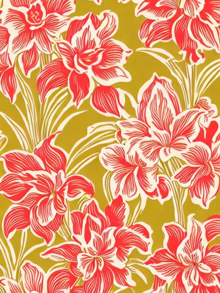 Amaryllis Blumenmuster Retro-Muster 2 Blume