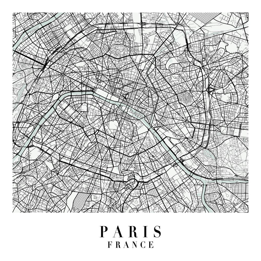 Paris France Street Map Minimal Color Square