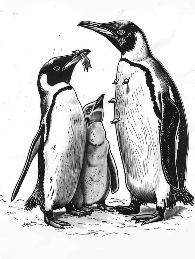 Emperor Penguin Feeding Their Chicks 2