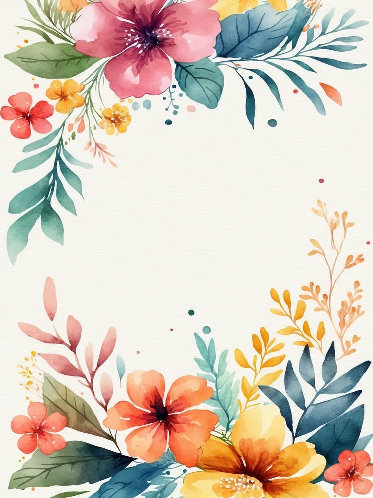 Cadre Floral à l'Aquarelle 1