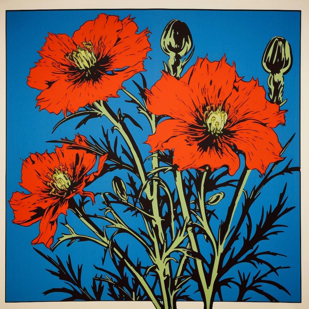 Love In A Mist Nigella 4 Pop-Art-Illustration Quadrat