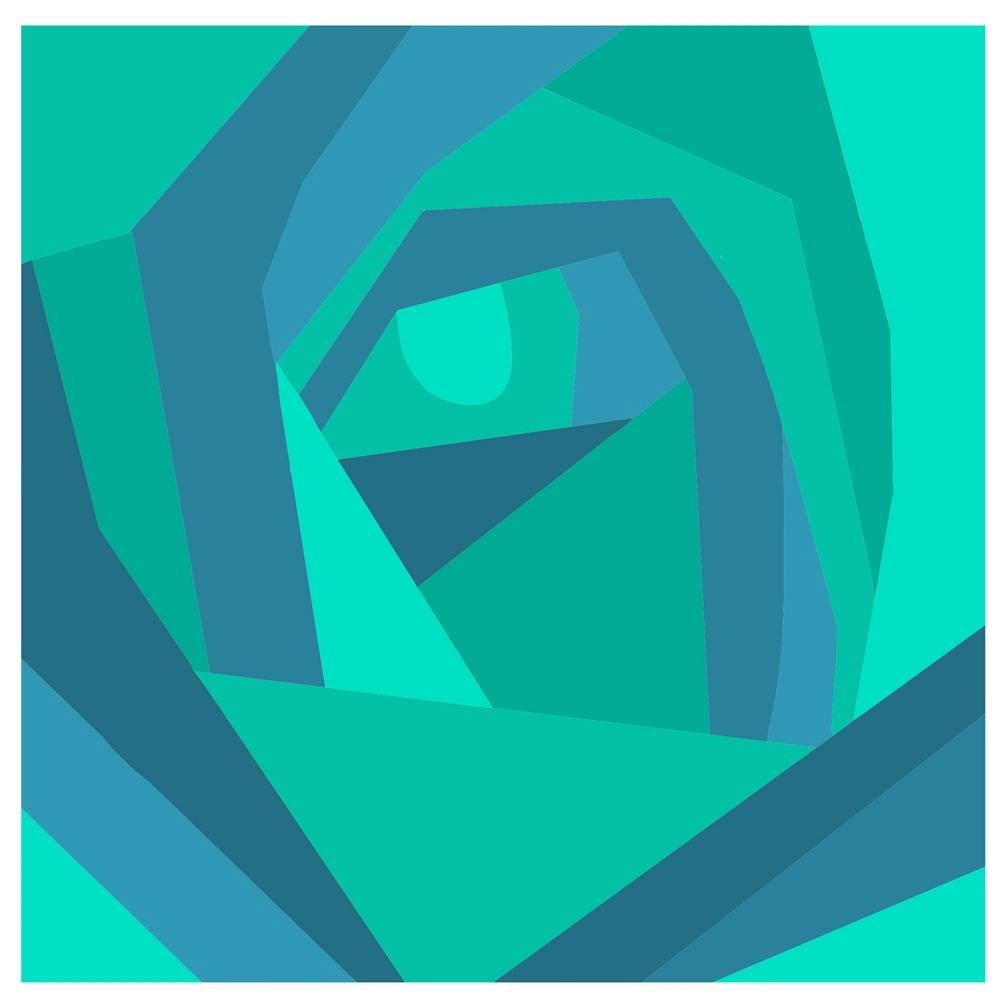 Green and Blue Abstract Rose Flower