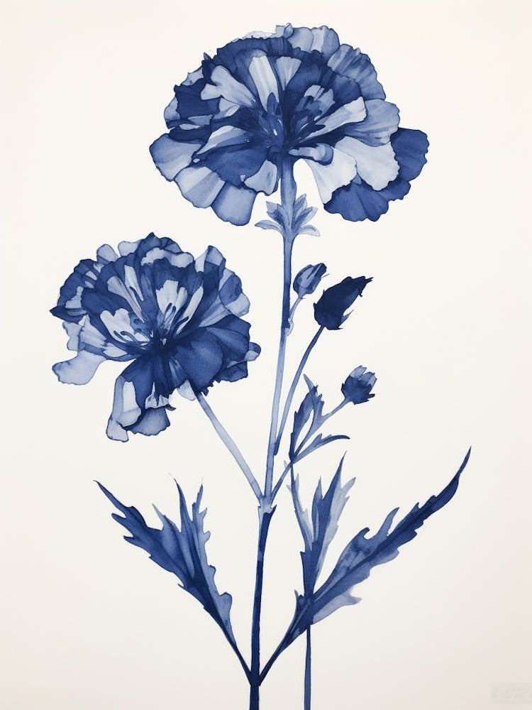 Blue Botanical Carnation 3