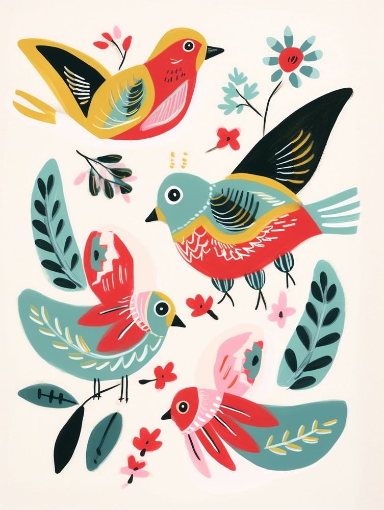 Folk Style Bird Painting Cardinal 2