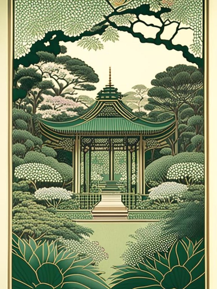 Meiji Shrine Inner Garden, Japan Vintage Botanical