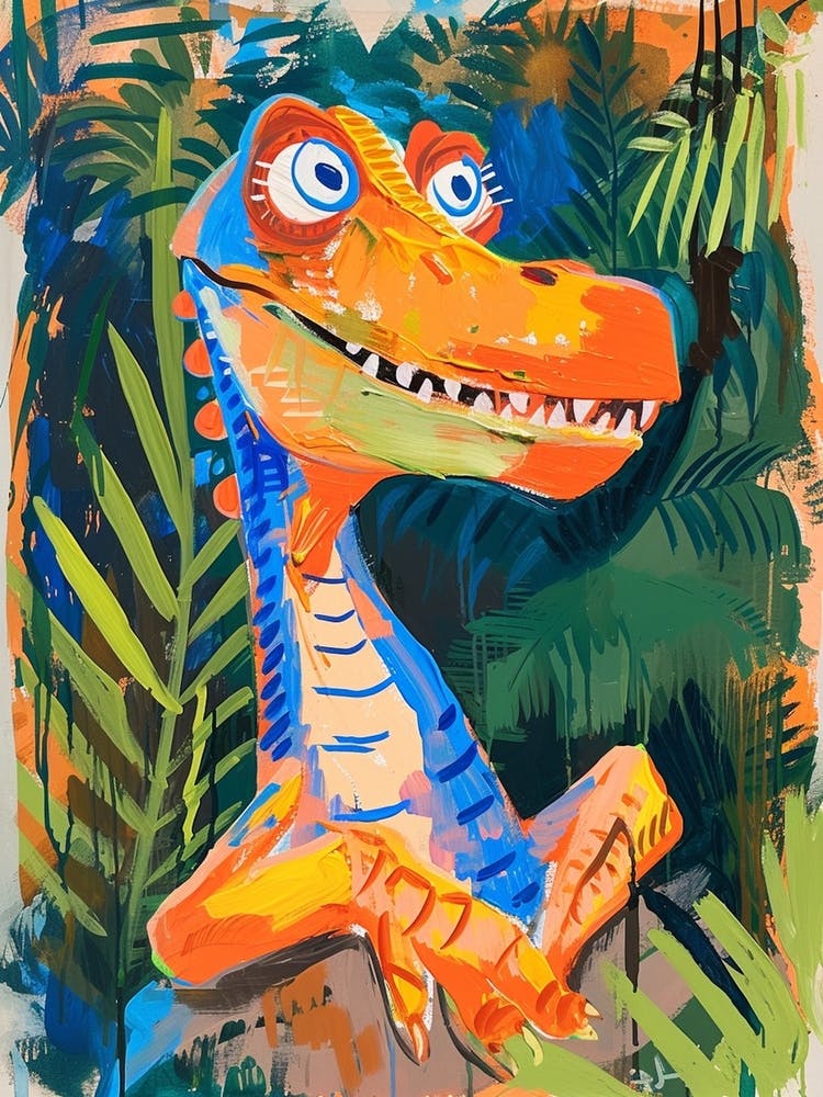 Cute Abstract Brushstroke Dinosaur