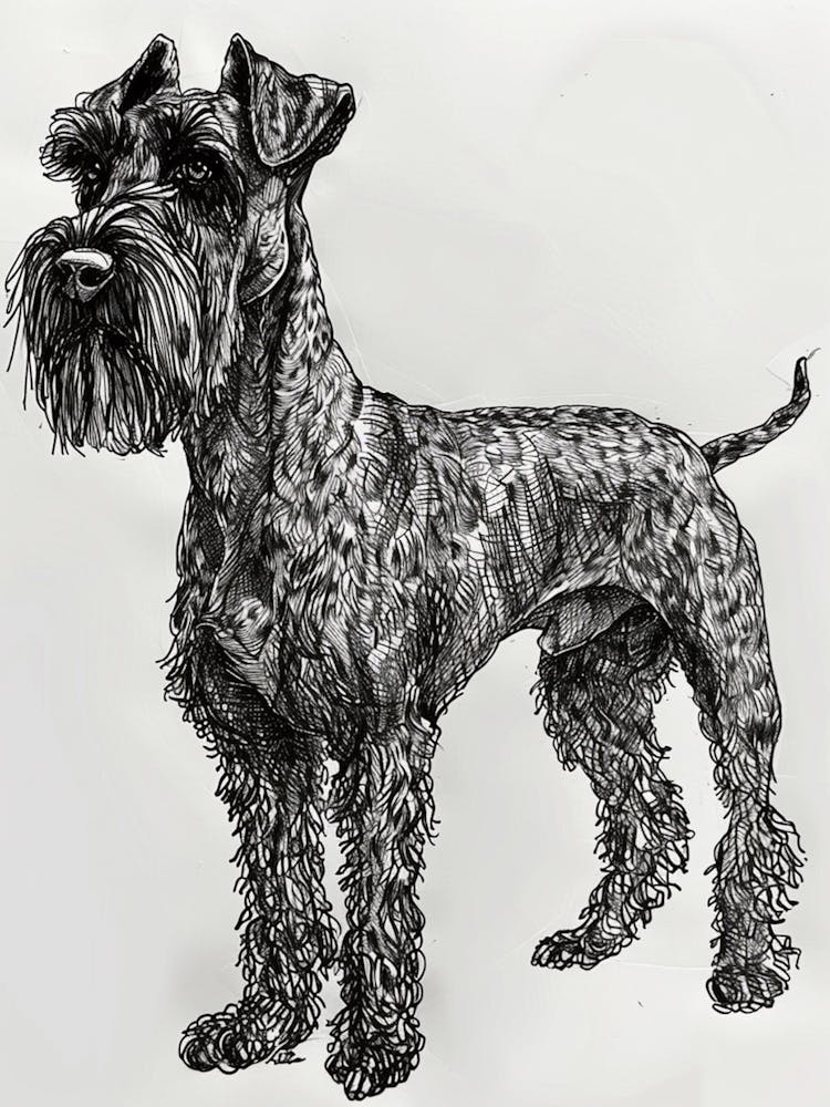 Kerry Blue Terrier Line Sketch 3