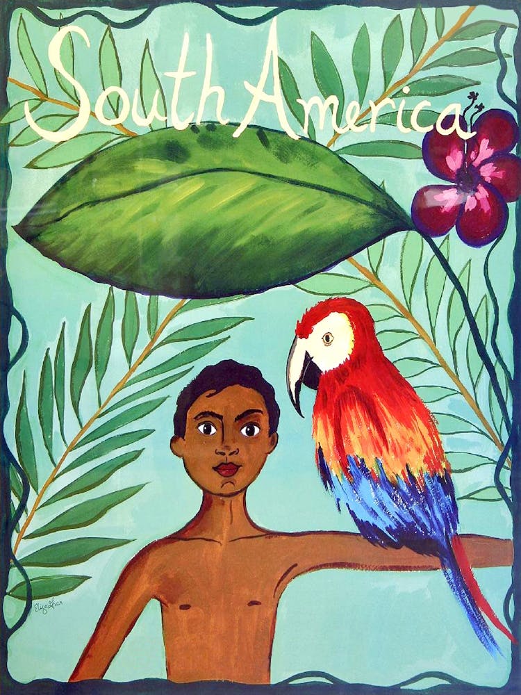 South America, Boy With A Parrot