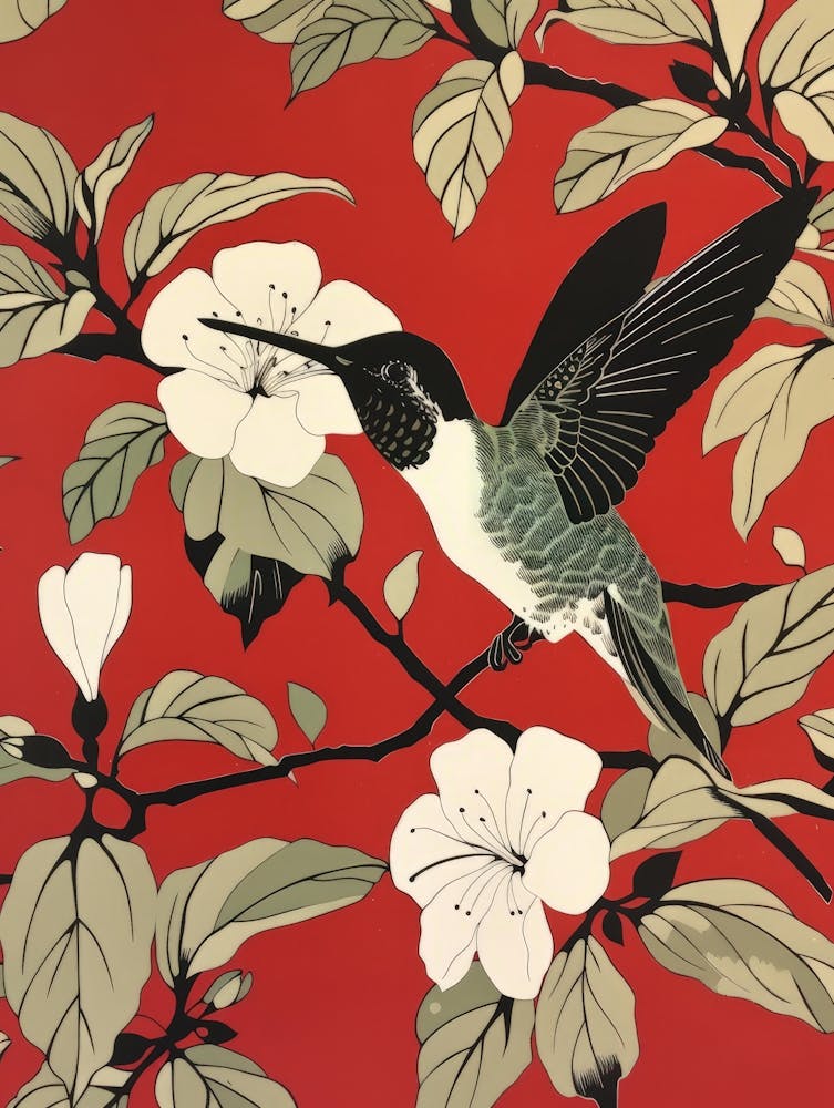 Hummingbird On Cherry Blossom