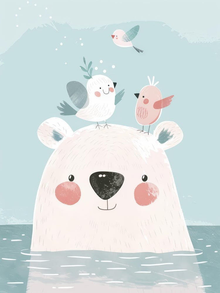 Polar Bear With Birds