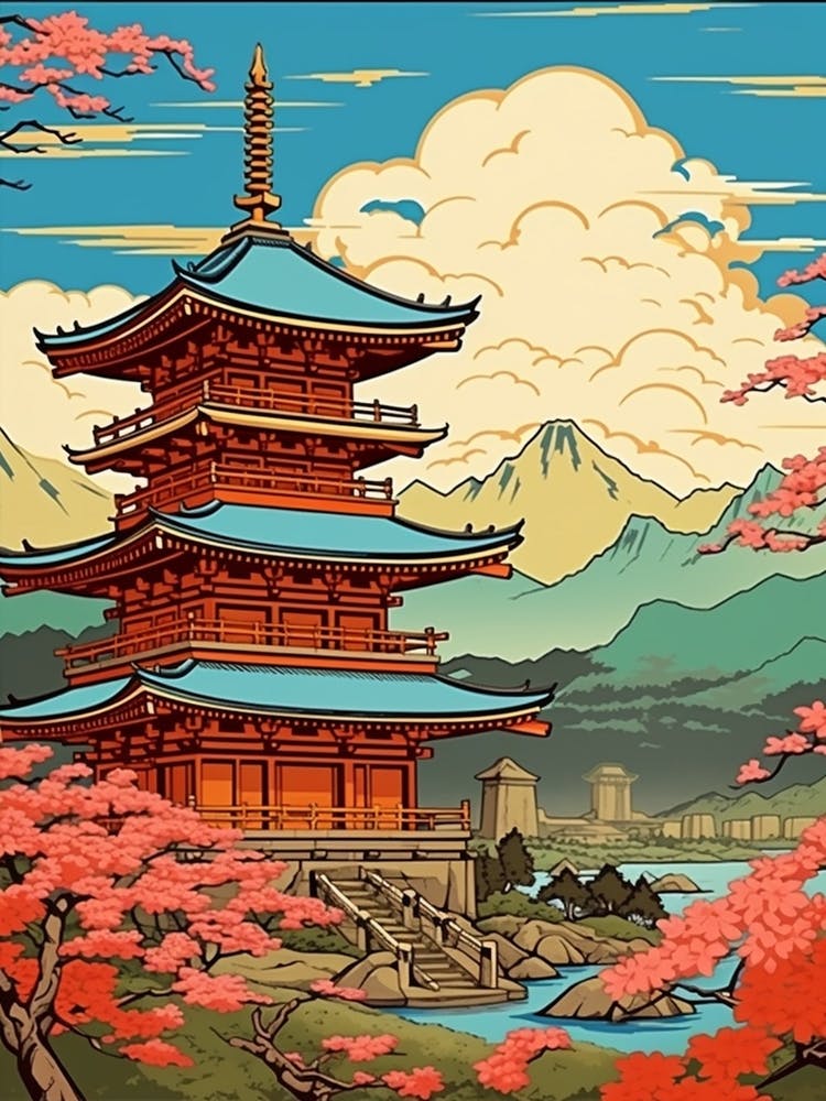 Miyajima Island, Japan Vintage Travel Art 3