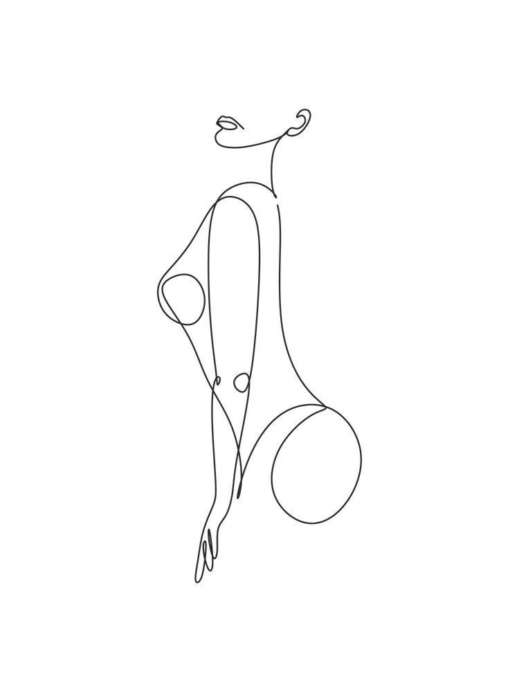 Line art Nude woman print