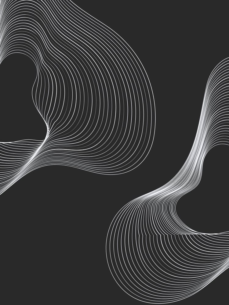 Abstract Wave Lines On Black Background