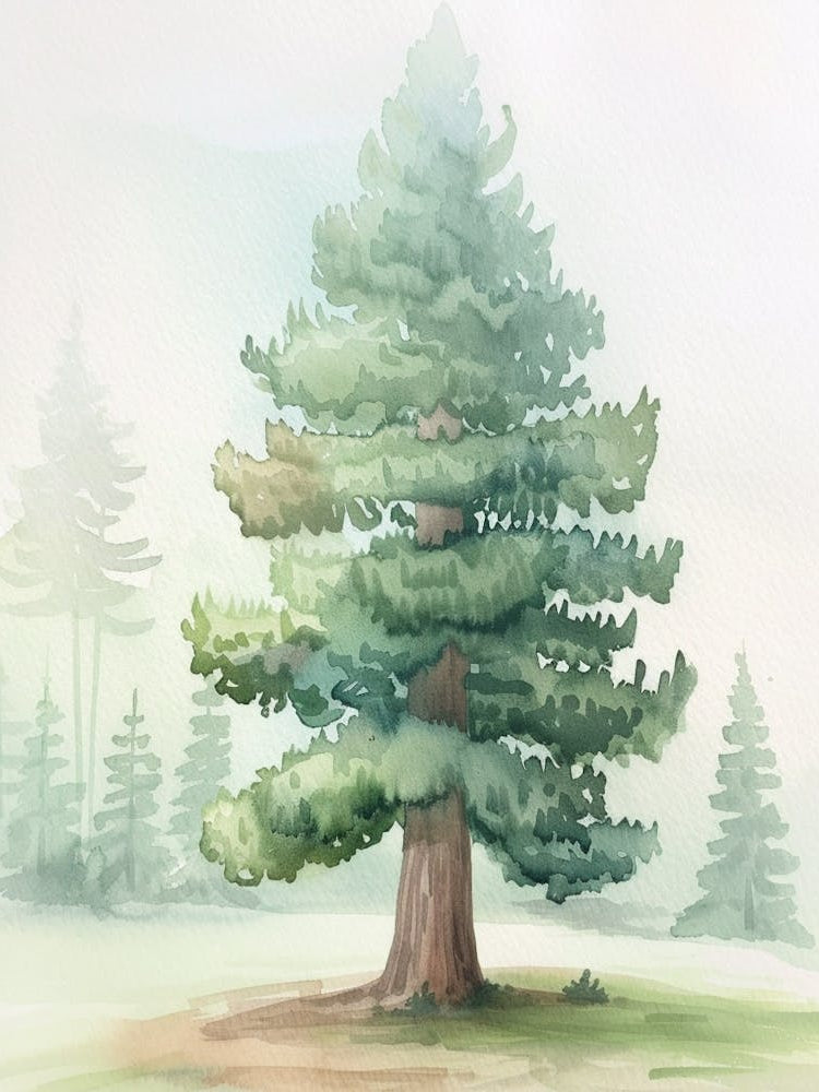 Sequoia Tree Atmospheric Watercolour Painting 2
