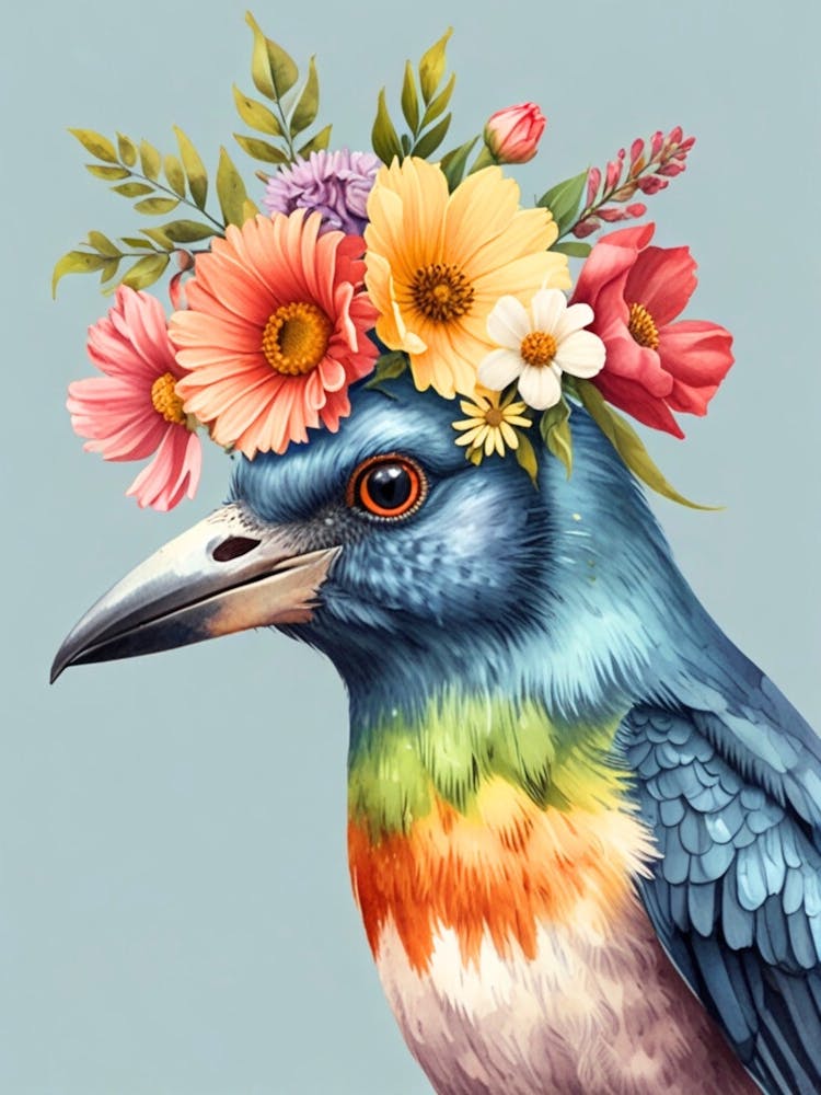Bird With Flowers On Its Head 3