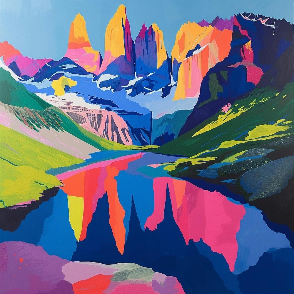 Abstract Travel Collection Torres Del Paine National Park Chile 1