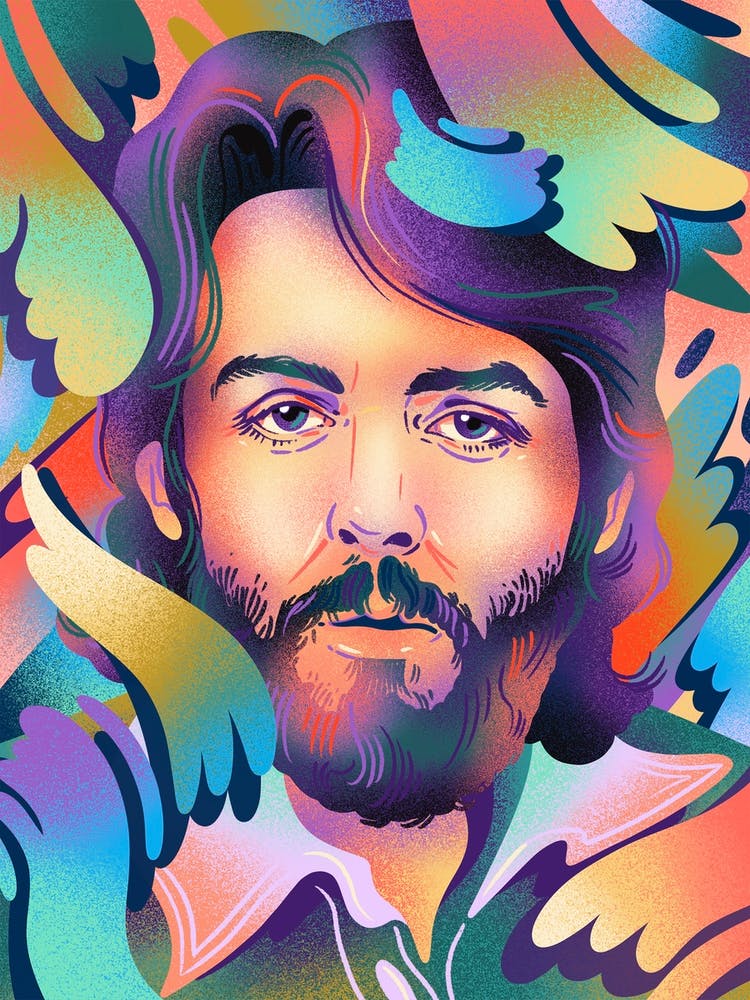 Paul McCartney Fan Art Avec des éclaboussures atmosphériques colorées