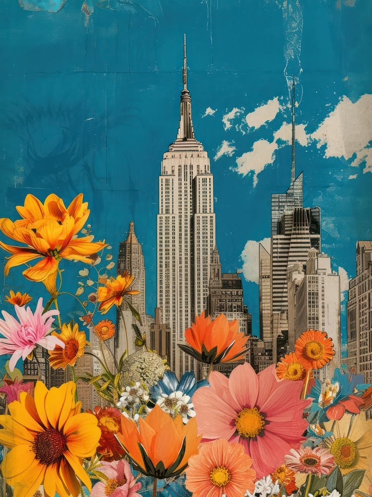 New York City   Floral Retro Collage Style 2