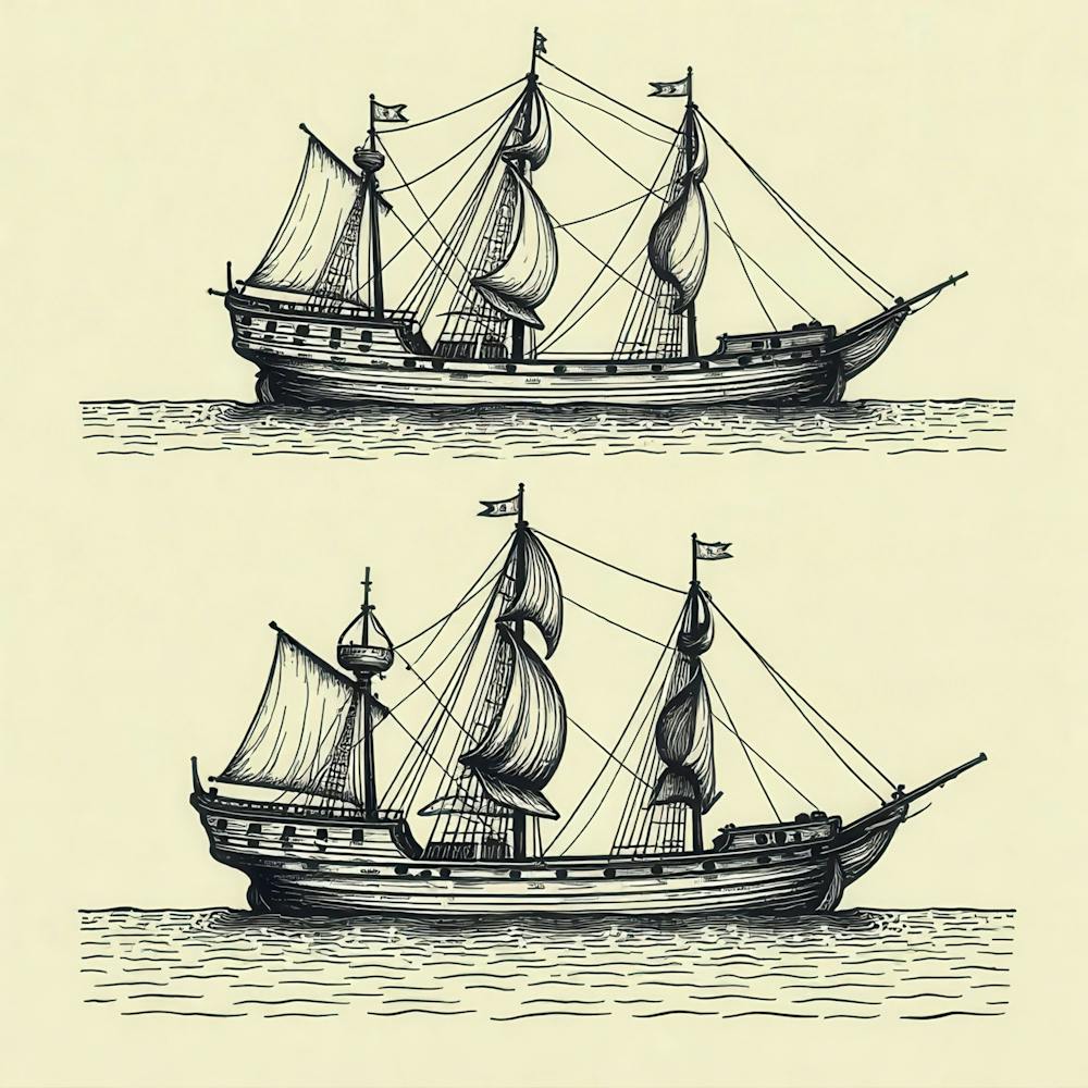 Sailing Ships In The Sea