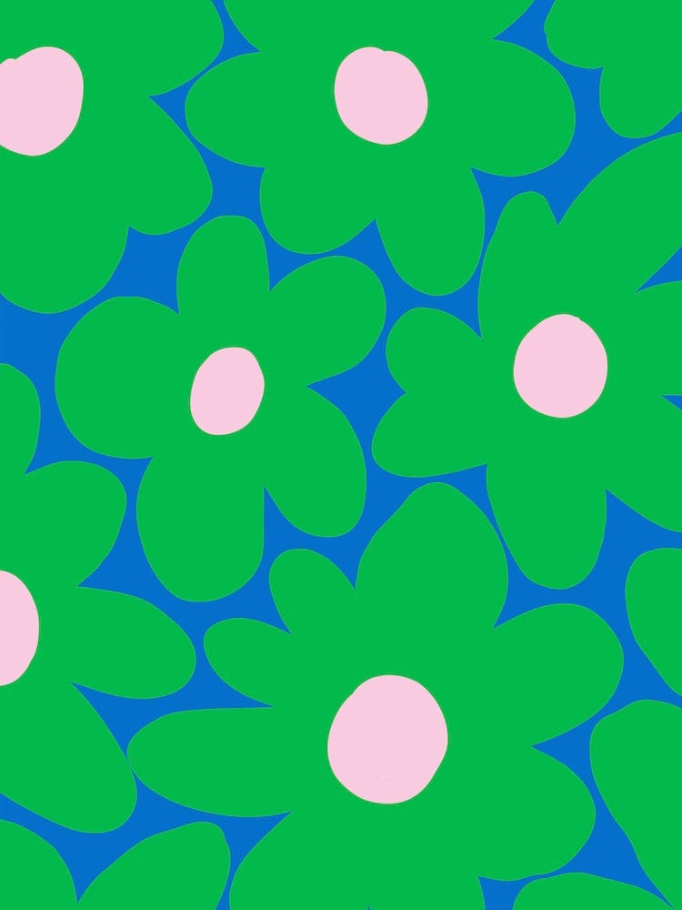 Abstract Green And Pink Flowers
