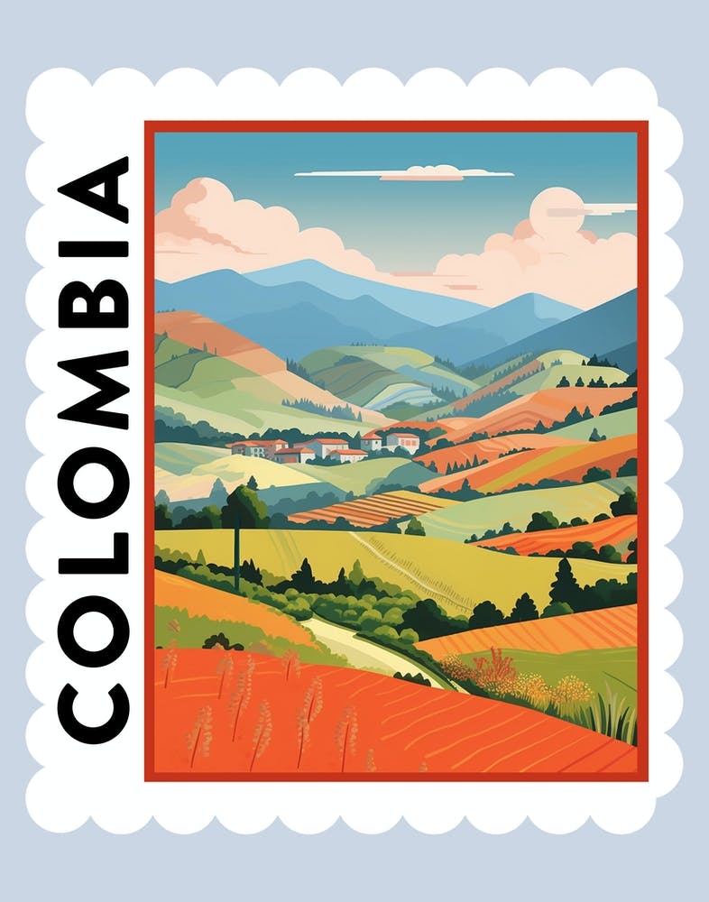 Colombia 2 Travel Stamp Poster
