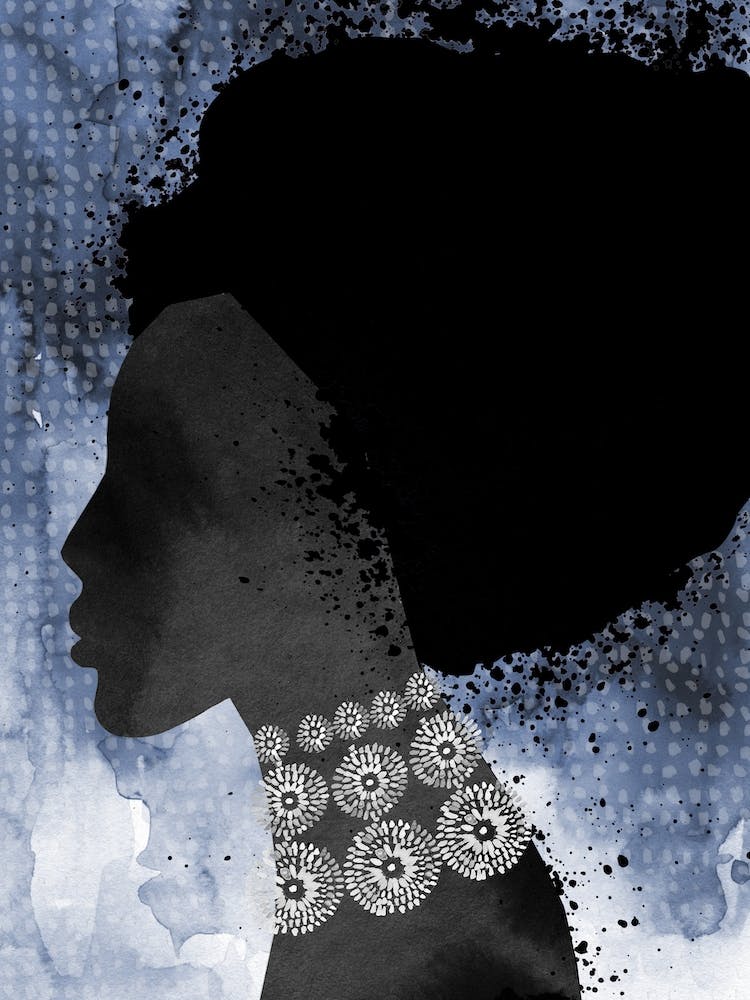 Femme Africaine Afro Bleu