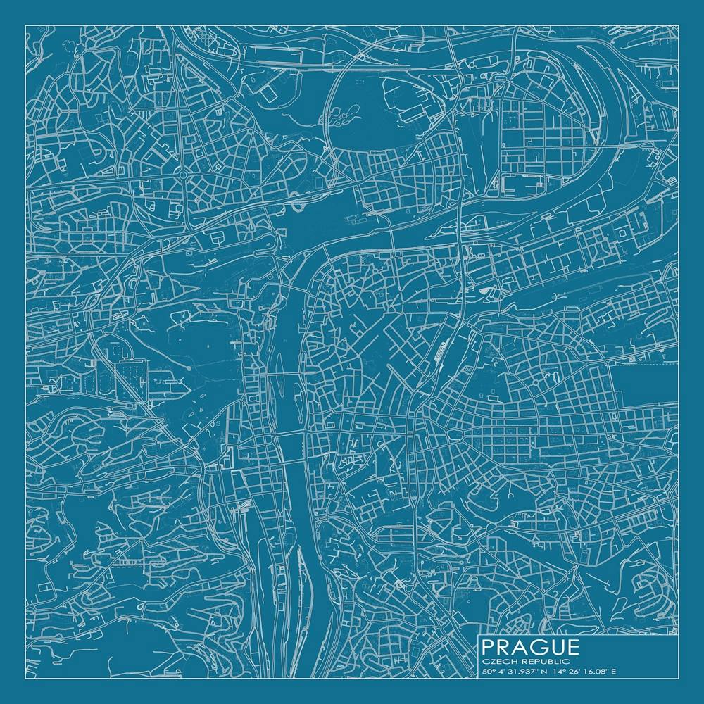 Prague Czech Republic city map blueprint design