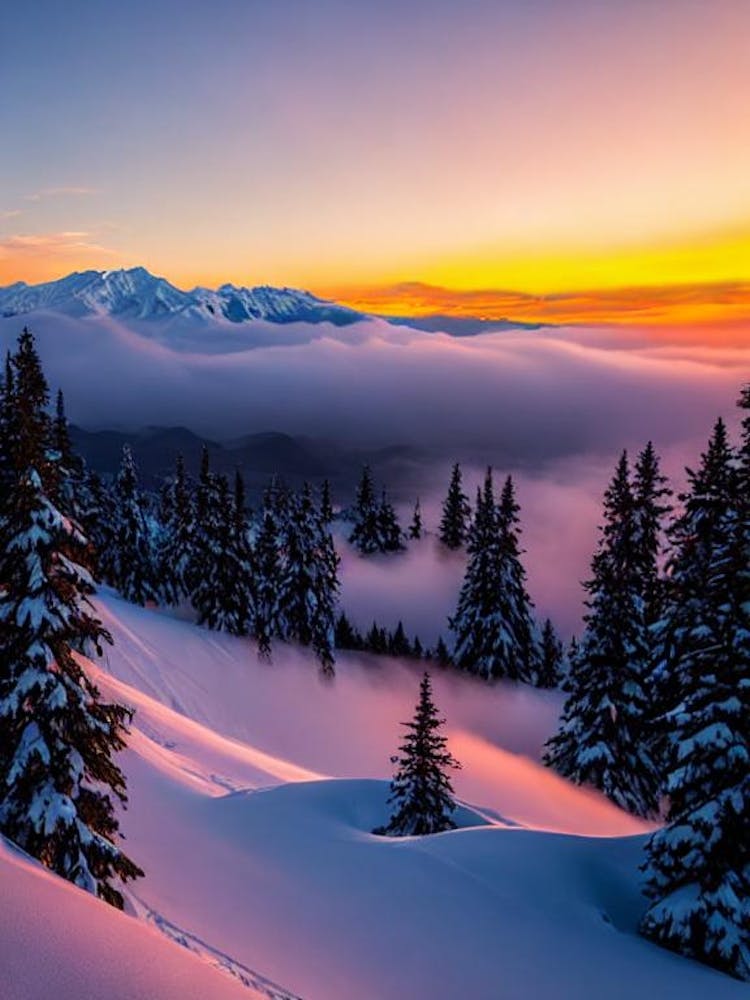 Furano, Japan Sunrise Skiing Poster