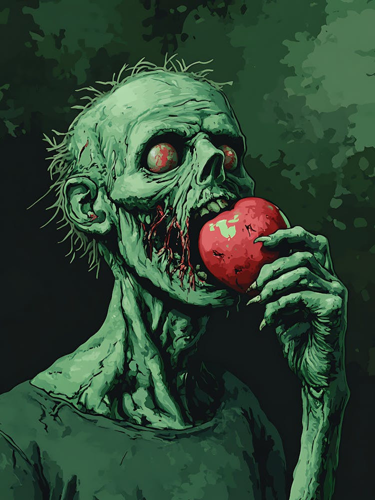 Zombie Eating An Apple