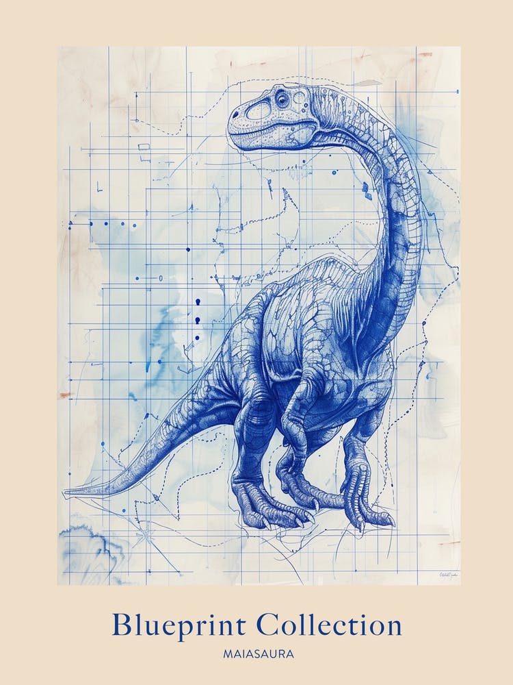Maiasaura Dinosaure Esquisse de Plan 3 Affiche