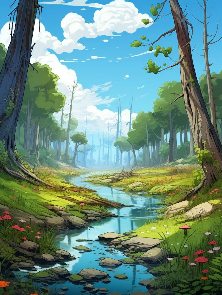 Swamp And Wetlands Cartoon 4